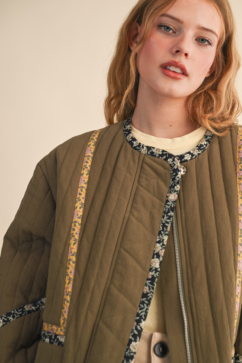 &merci Quilted Jacket With Contrast Binding Detail
