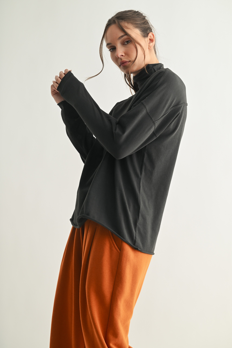 Pima Cotton Slouchy Turtleneck