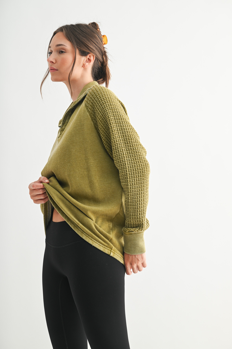Mono B Duality Waffle Knit Henley