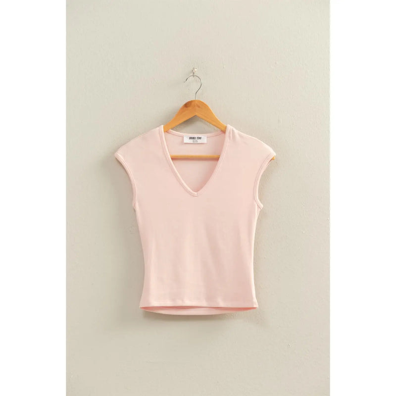 Double Zero V-Neck Cap Sleeve Top
