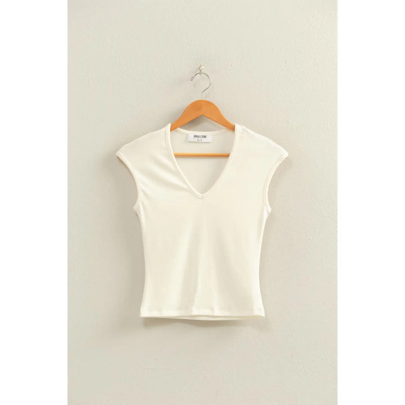 Double Zero V-Neck Cap Sleeve Top
