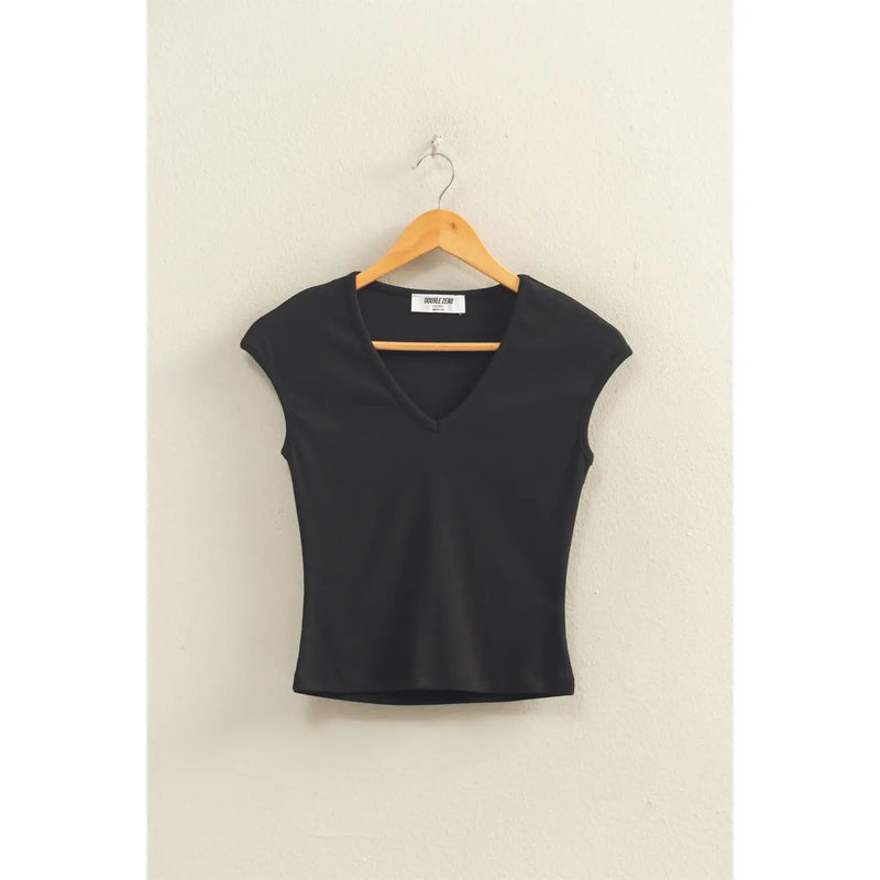 Double Zero V-Neck Cap Sleeve Top