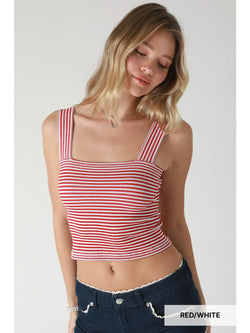 Nikibiki Modal Striped Square Crop Top