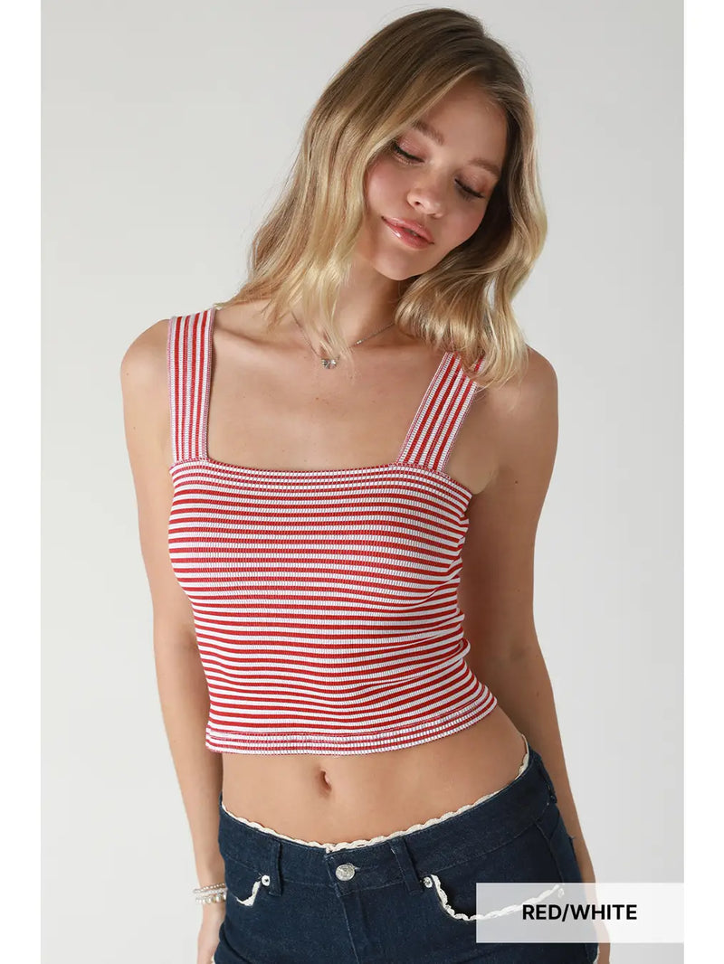 Nikibiki Modal Striped Square Crop Top