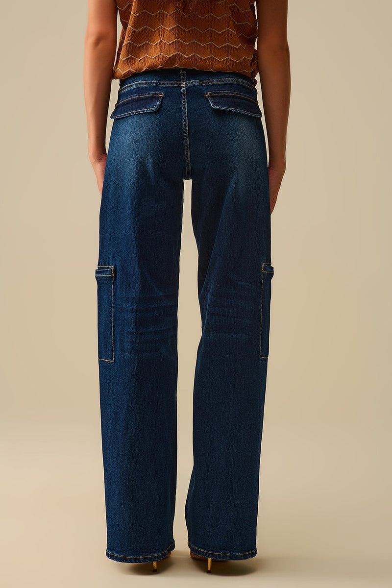 Q2 High Waist Wideleg Jeans with Side Pockets