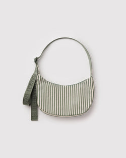 Baggu Small Nylon Crescent Bag in Sage Stripe