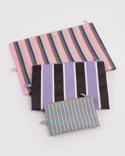 Baggu Flat Pouch Set in Candy Shop Stripes
