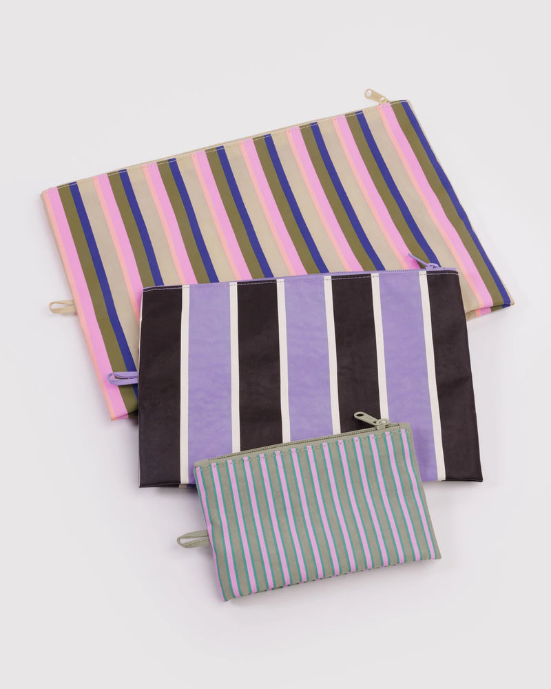 Baggu Flat Pouch Set in Candy Shop Stripes