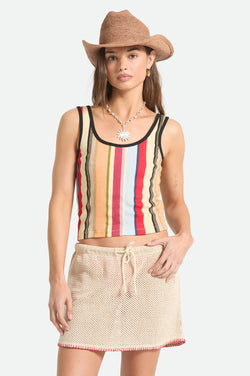 Brixton Organic Ringer A-Tank in Peach Cobbler Multi Stripe