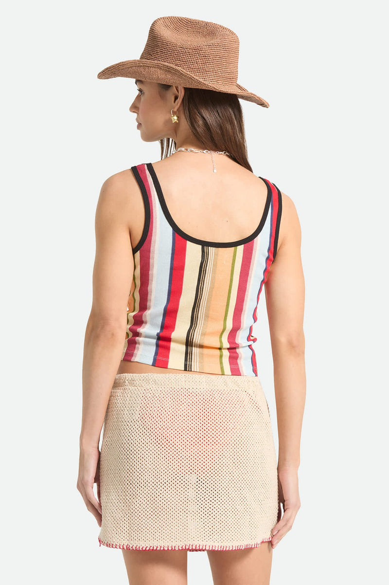 Brixton Organic Ringer A-Tank in Peach Cobbler Multi Stripe