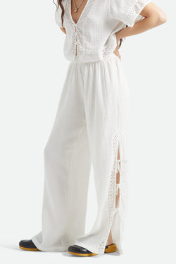 Brixton Seaside Eyelet Wide Leg Pant Off White Eyelet