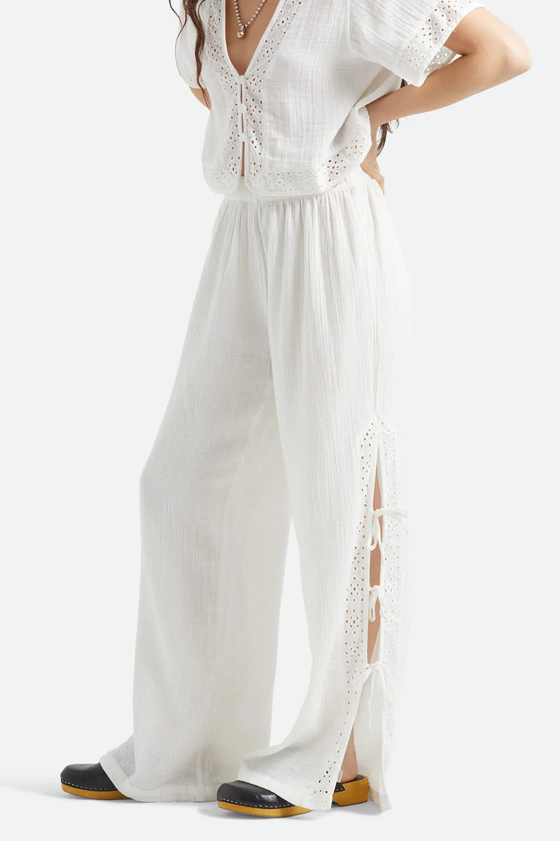 Brixton Seaside Eyelet Wide Leg Pant Off White Eyelet