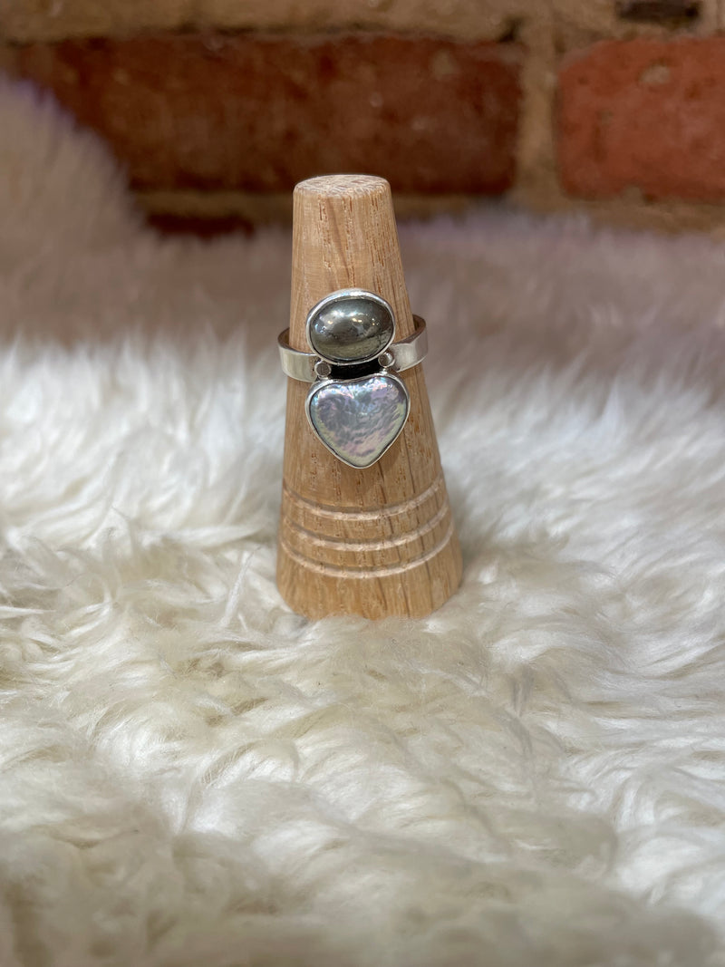 Leora Coronel Jewelry Pyrite & Pearl Ring