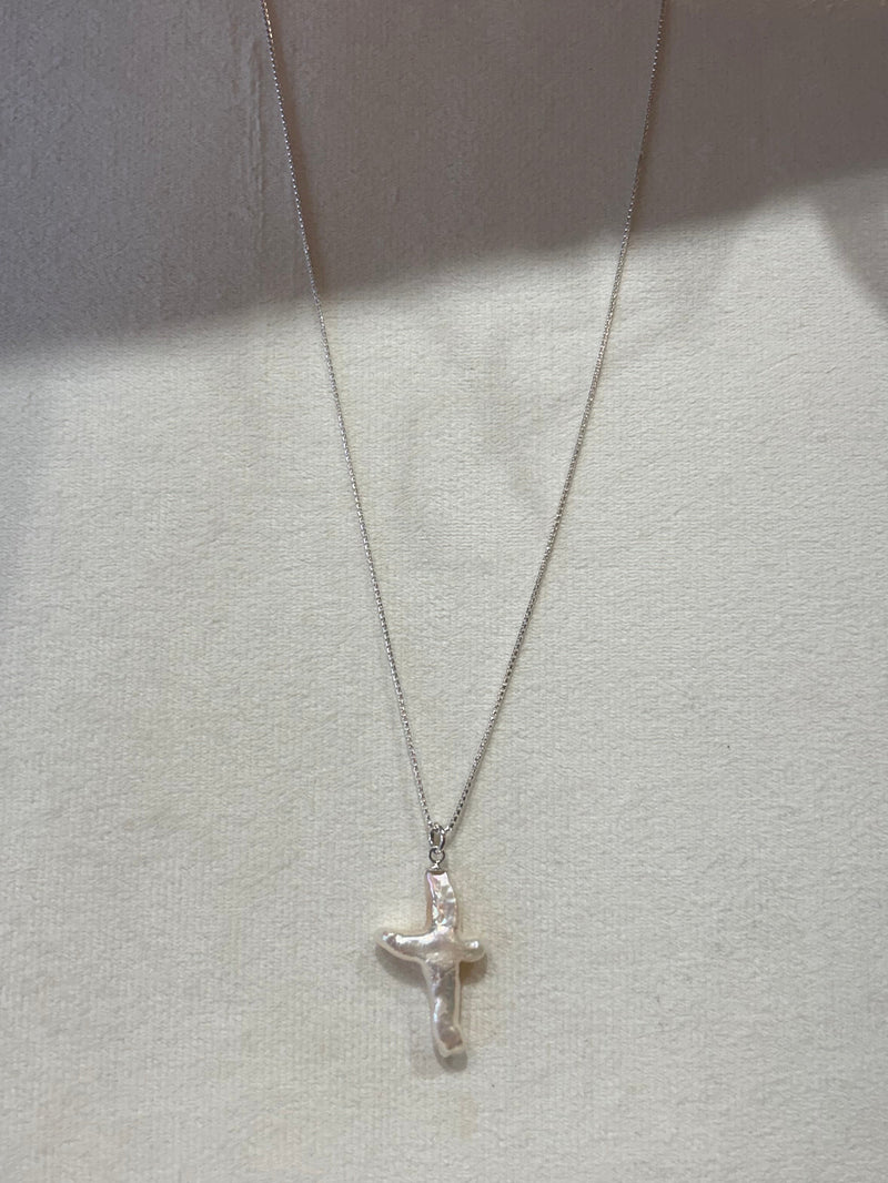 Leora Coronel Pearl Cross Necklace