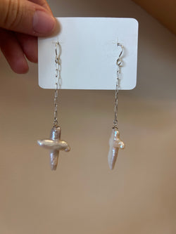 Leora Coronel Pearl Cross Earrings