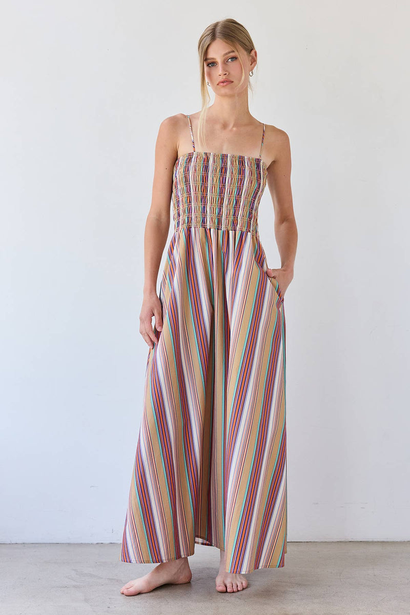 Raisonnel Multicolor Stripe Smocked Maxi Dress