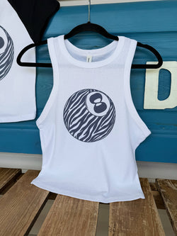 Zebra 8 Ball Cropped Tank