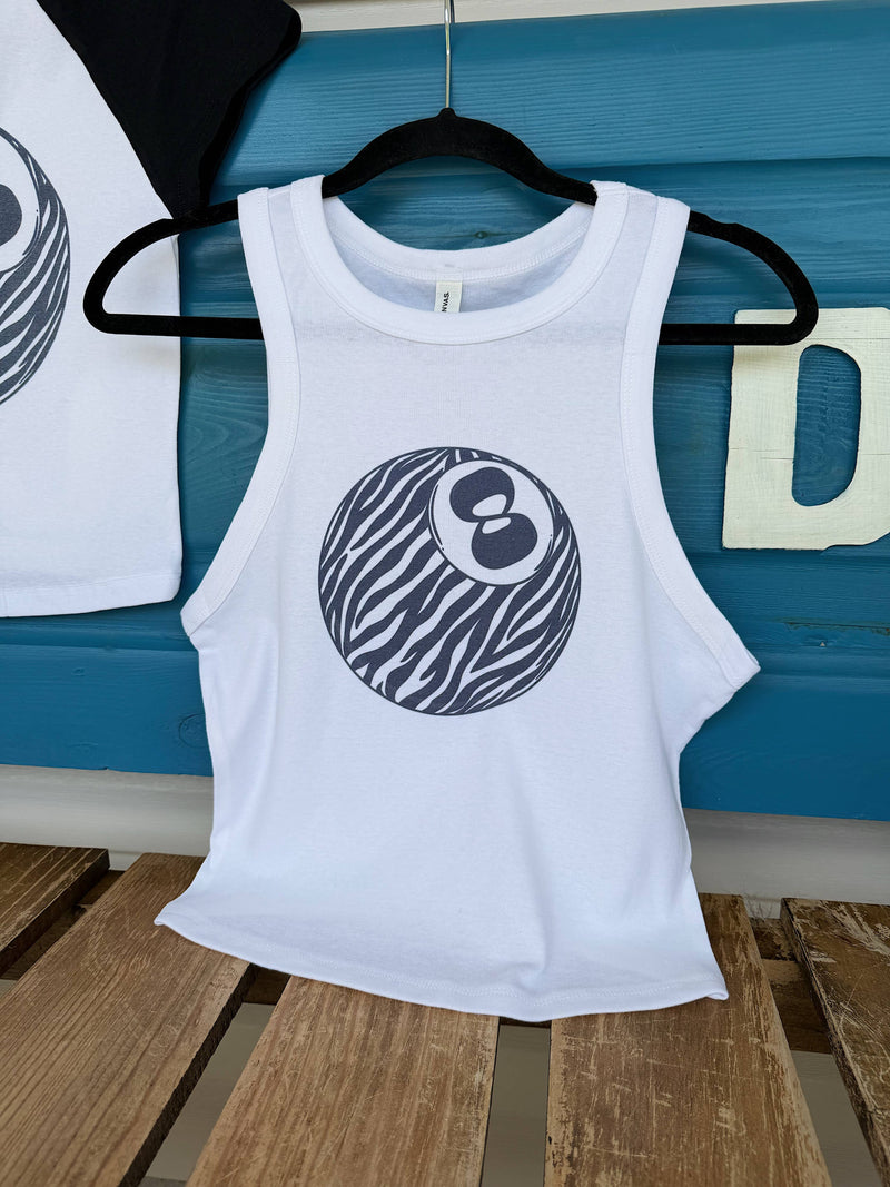Zebra 8 Ball Cropped Tank