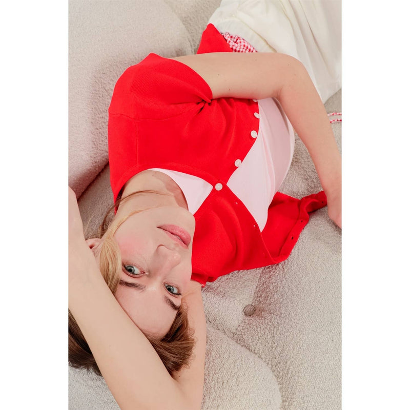 HYFVE Button Front Short Sleeve Knit Top
