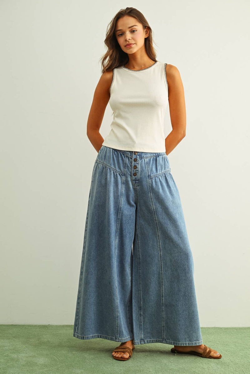 Miou Muse Mini Ribbed Top with Stitch Detail