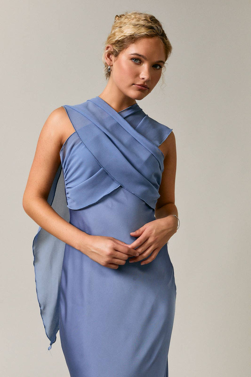 Le Lis STRAPLESS CONTRAST SCARF DETAIL BIAS MIDI DRESS