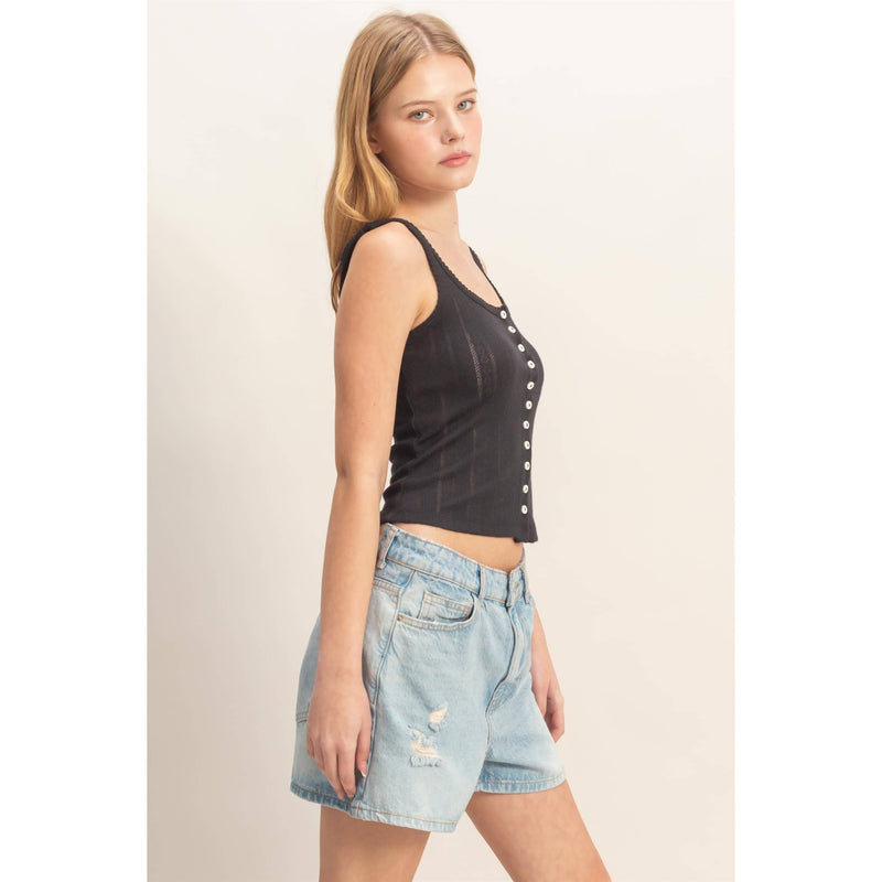 HYFVE Button Front Ribbed Tank Top