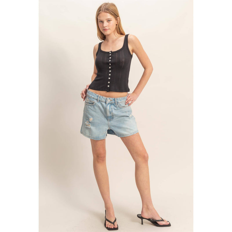 HYFVE Button Front Ribbed Tank Top