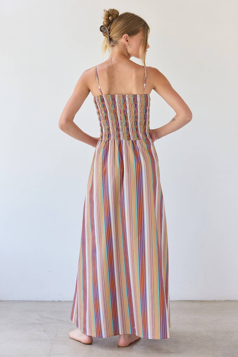 Raisonnel Multicolor Stripe Smocked Maxi Dress