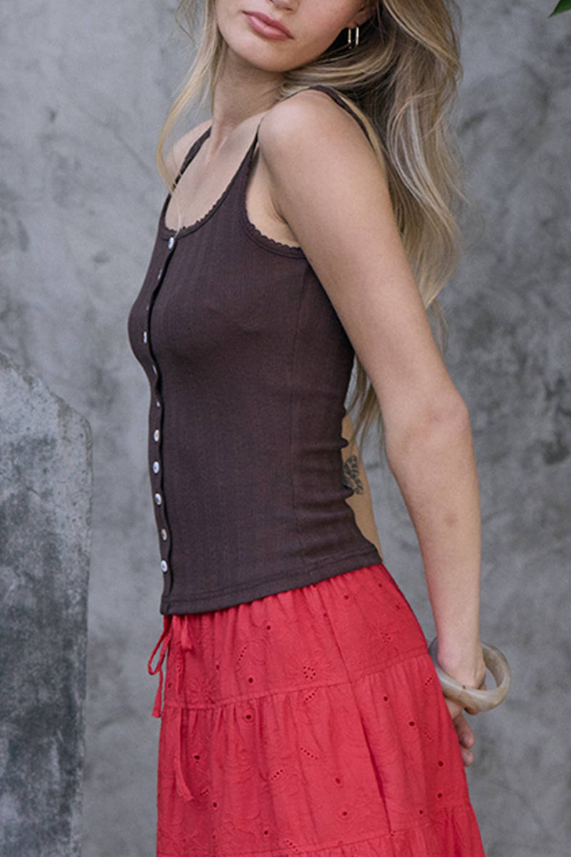Raisonnel Brown Button Up Tank