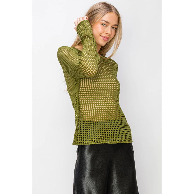 HYFVE Open Knit Long Sleeve Sweater