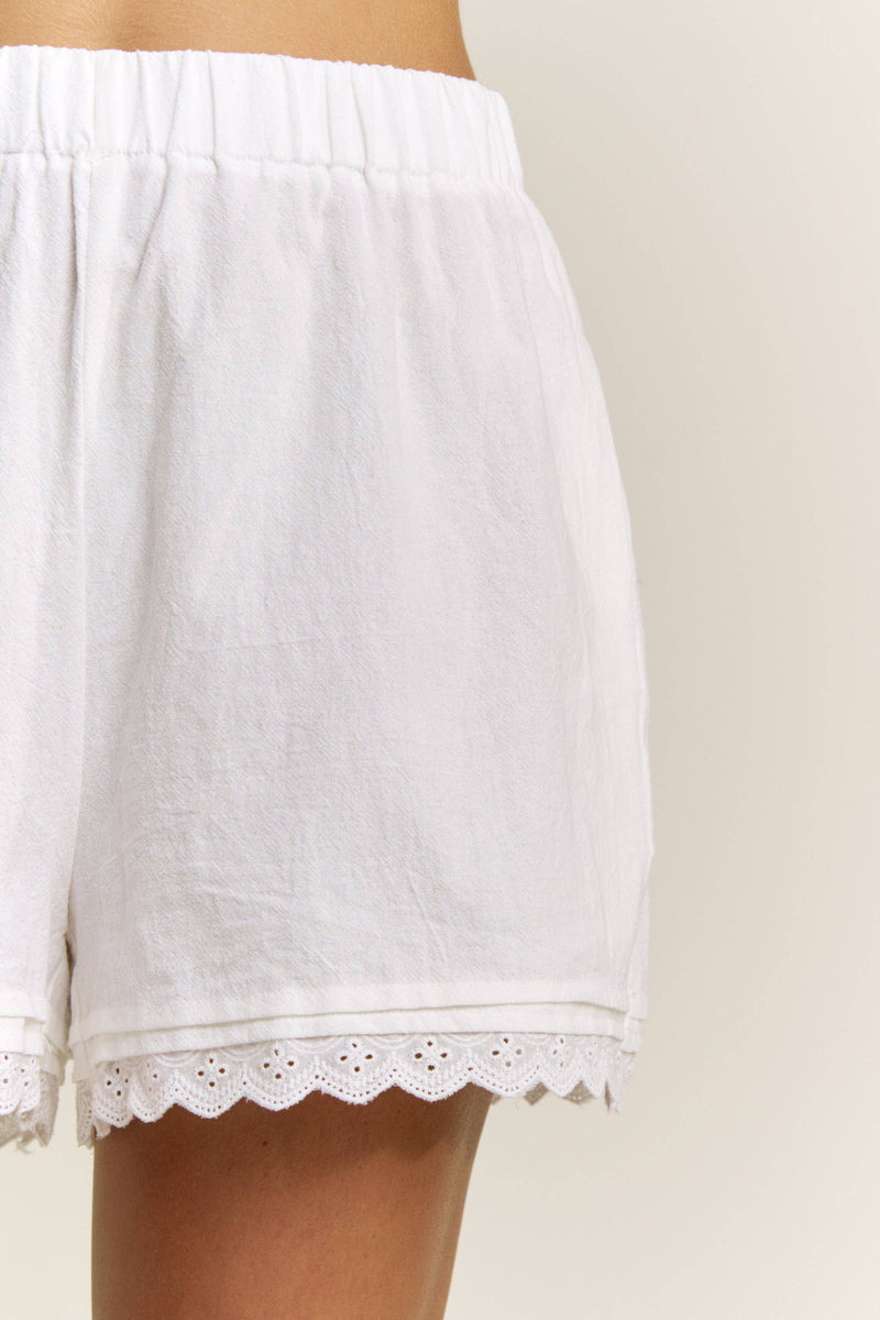 Lara Daisy Inc. Soft Cotton Lace Trim Lounge Shorts