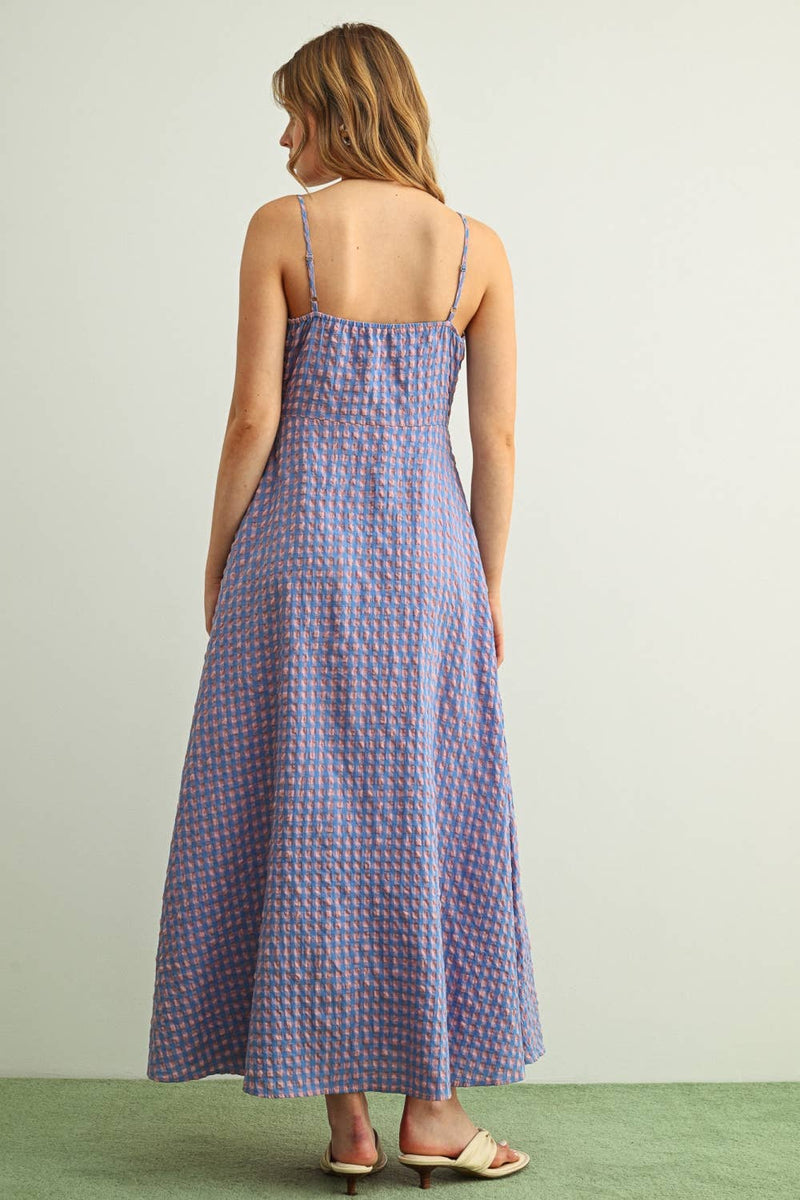 Miou Muse Gingham Pattern Long Dress
