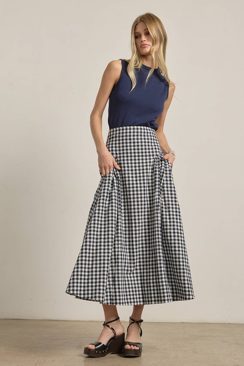 Raisonnel Gingham Check Midi Skirt