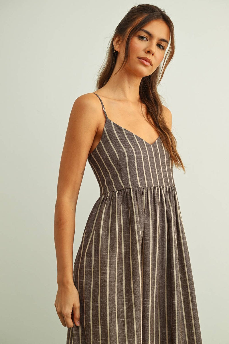 Miou Muse Stripe Pattern Long Dress