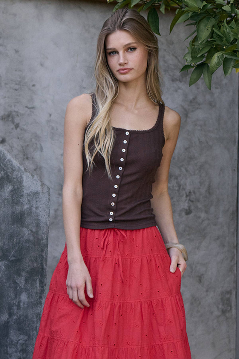 Raisonnel Brown Button Up Tank