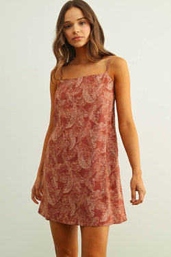 Miou Muse Leaf Print Easy Dress