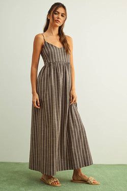 Miou Muse Stripe Pattern Long Dress