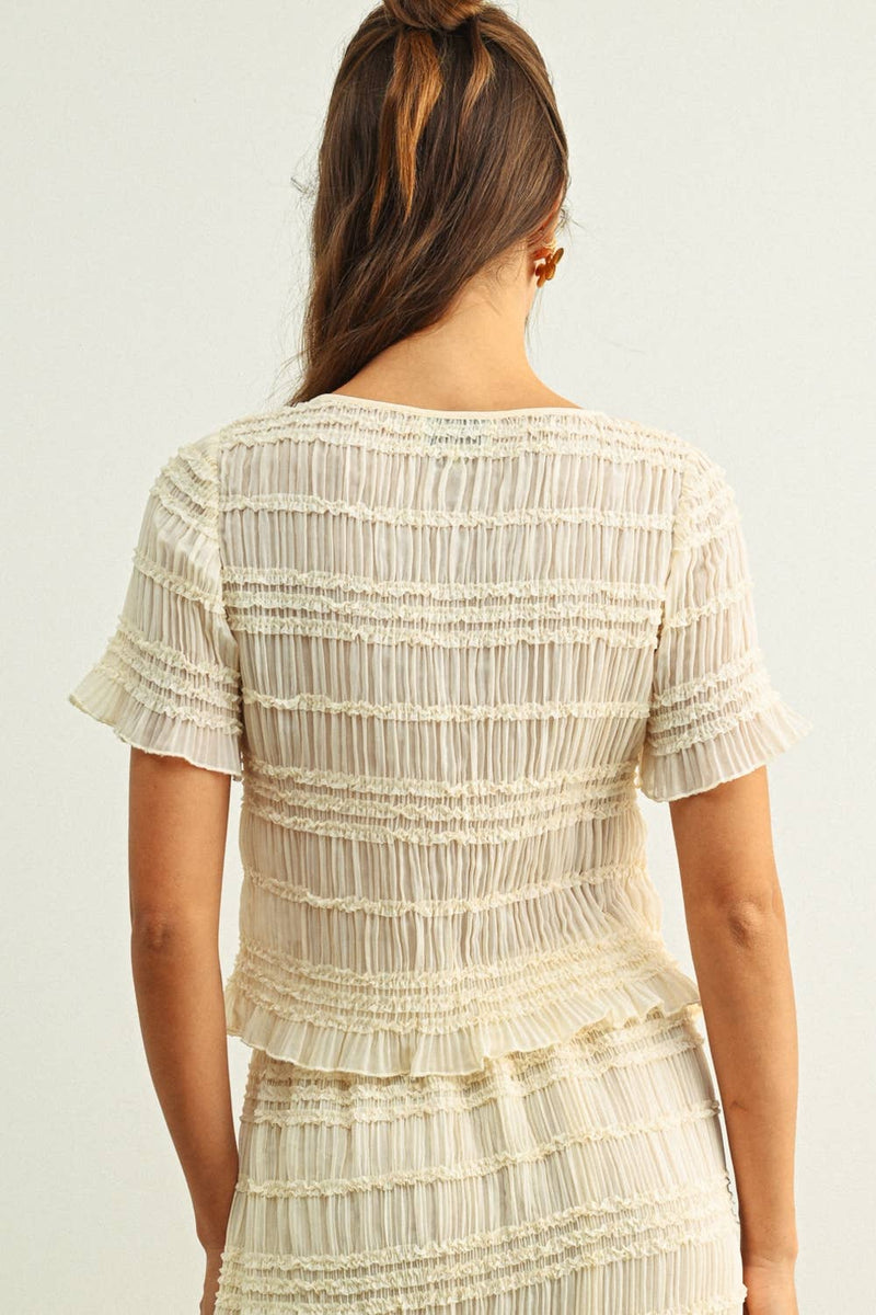 Miou Muse Chiffon Short Sleeve Top