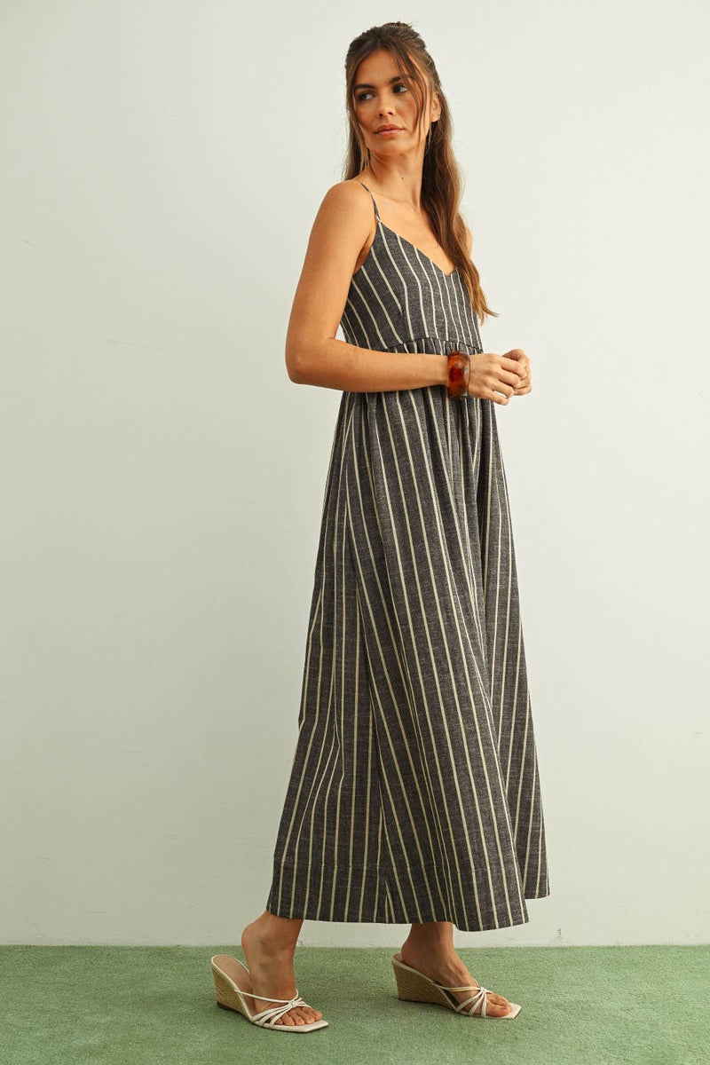 Miou Muse Stripe Pattern Long Dress