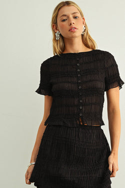 Miou Muse Chiffon Short Sleeve Top