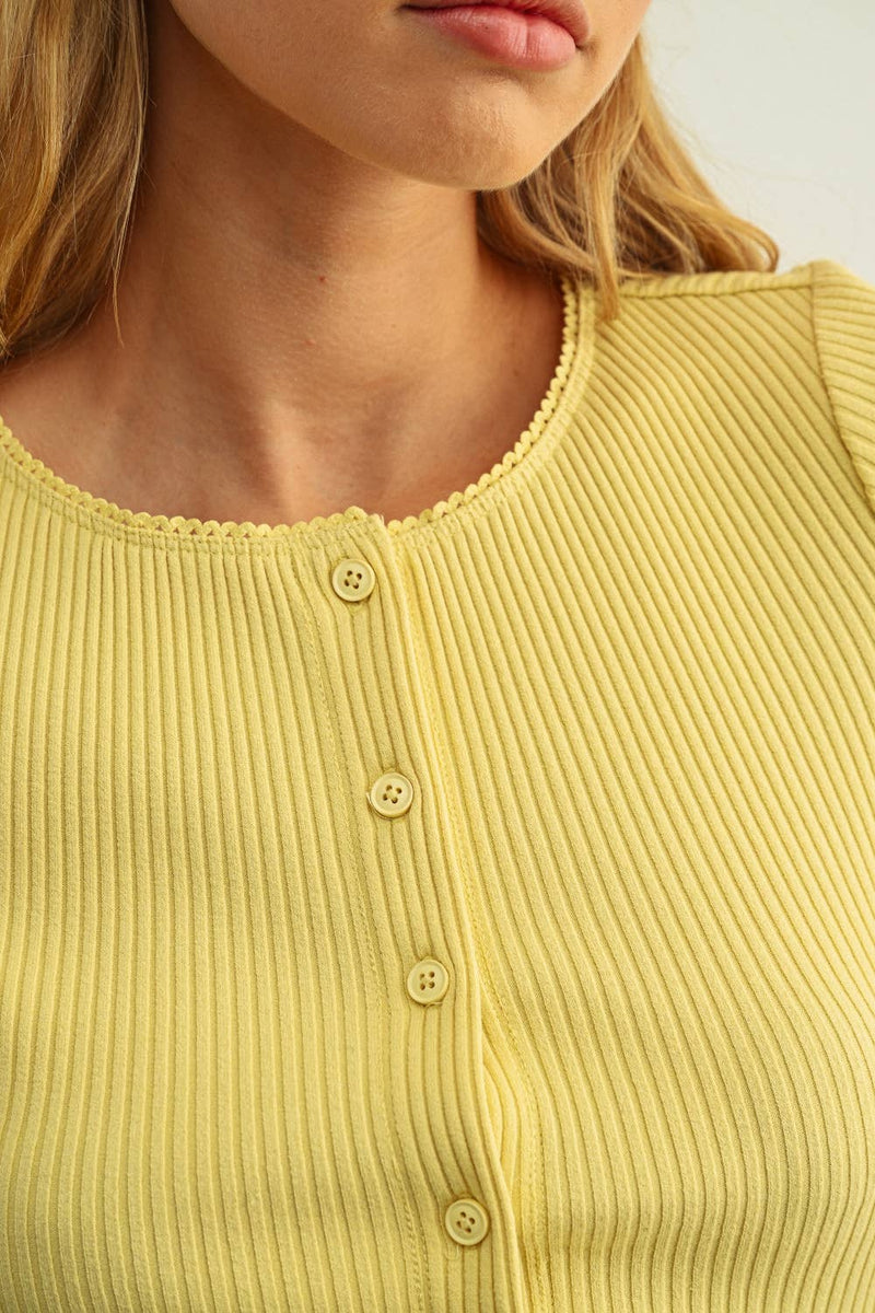 Miou Muse Button Front Short Sleeve Top