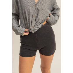 HYFVE High Waist Ribbed Fitted Biker Shorts