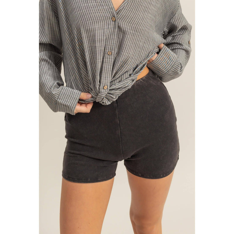 HYFVE High Waist Ribbed Fitted Biker Shorts