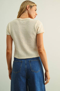 Miou Muse Cap Sleeve Button Front Top