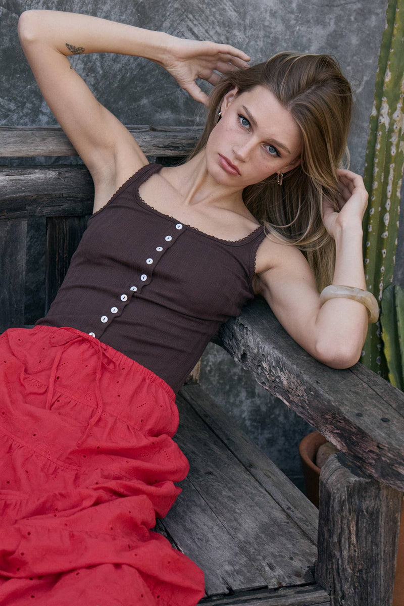 Raisonnel Brown Button Up Tank