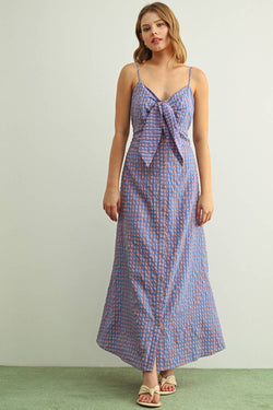 Miou Muse Gingham Pattern Long Dress