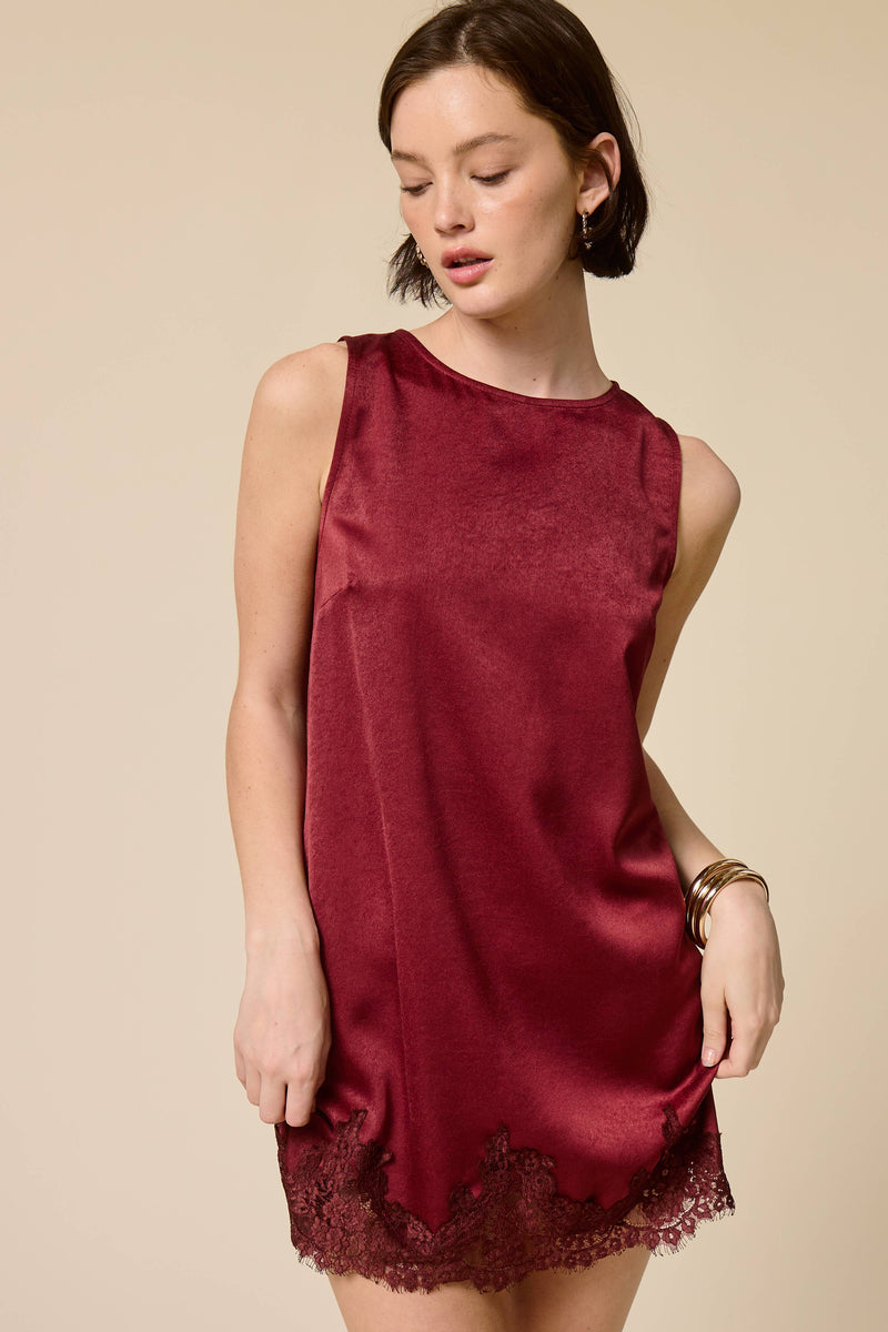 Mimosa Lace Trim Sleeveless Mini Dress