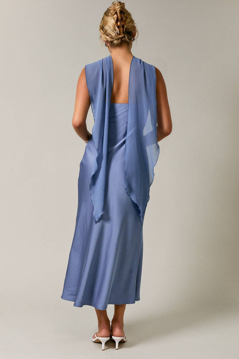 Le Lis STRAPLESS CONTRAST SCARF DETAIL BIAS MIDI DRESS