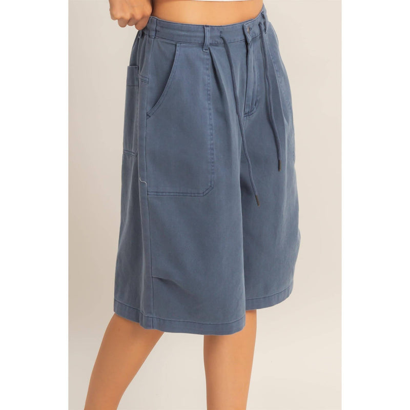 HYFVE Drawstring Waist Wide Leg Jorts