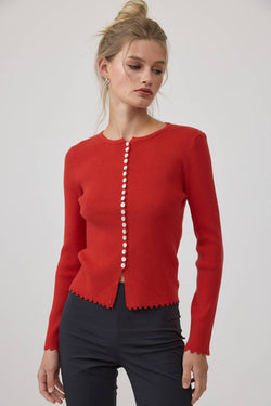 Button Ribbed Knit Cardigan - RTK1133